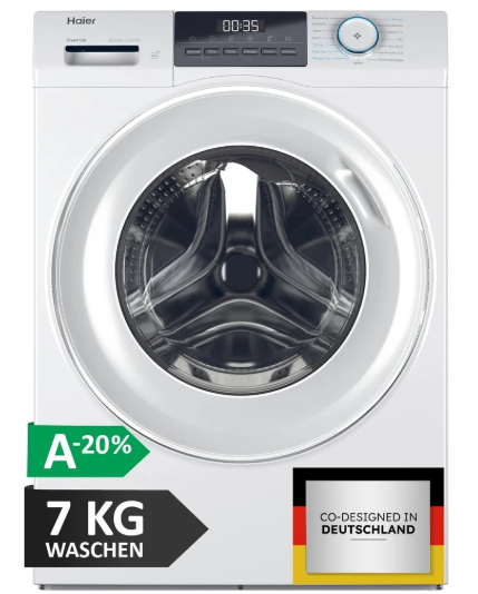 Haier Front-Loading Washing Machine 7kg I I-PRO SERIES 1 HW70-BP14929BU1 I With A-20% efficiency, 1400 rpm & energy-saving inverter motor I App-controlled I Automatic load adjustment & refresh program