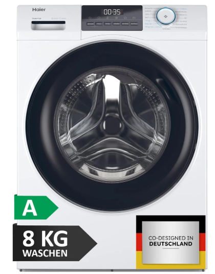 Haier Front-Loading Washing Machine 8kg I I-PRO SERIES 1 HW80-BP14929 I Washing Machine with A-Efficiency, 1400 rpm & economical inverter motor I Incl. Refresh and Express programs and automatic load adjustment