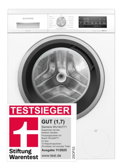 Siemens WU14UT71, Stiftung Warentest test winner*, iQ500, built-under washing machine 8 kg, 1400 rpm, anti-stain system, smartFinish for less ironing, faster washing with speedPack L, reload function